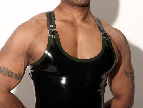 Mens rubber buckled vest - rubber,