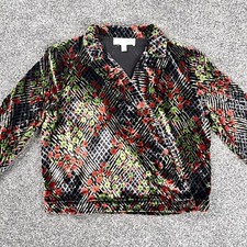 ett:twa by Anthropologie Womens Velvet Floral Blazer Jacket Size 8 UK One Button