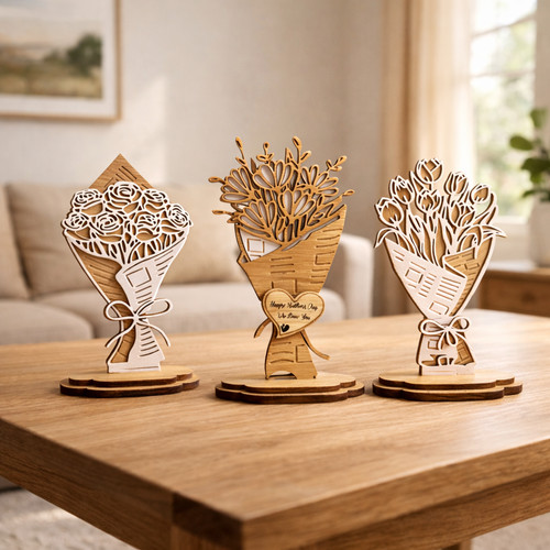 Personalised wooden flower - wooden,