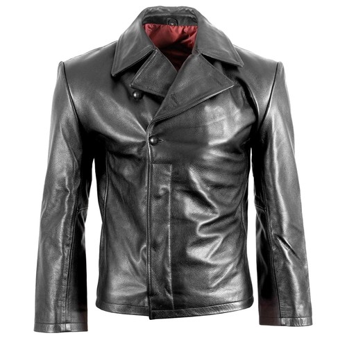 Men black leather cafe - black,