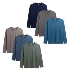 Mens Long Sleeve T-Shirts 3 Pack Multicoloured Breathable Shirts for Gents Top