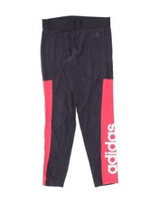 ADIDAS Womens Graphic Leggings UK 12/14 Medium Navy Blue Colourblock CB15