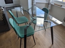 Rectangular Glass Dining Table with Chrome Legs chairs not included