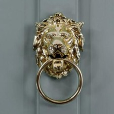 New Polished Brass 'Ascot' Lion Door Knocker - 25cm