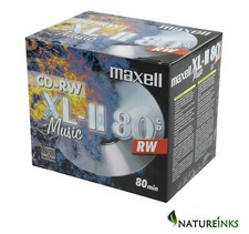 10 Maxell Audio CD-RW Jewel Case ReWritable Recordable Blank Music 80 Min Disc