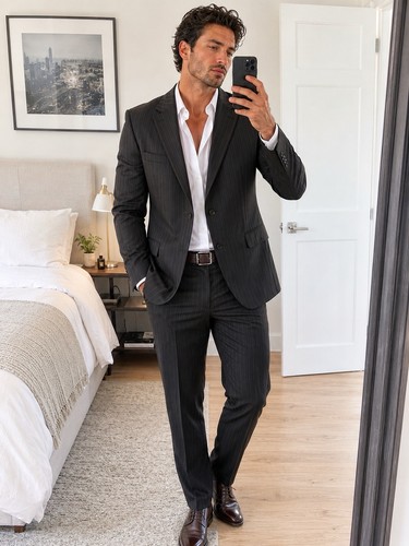 Mens black pinstripe - pinstripe, blazer