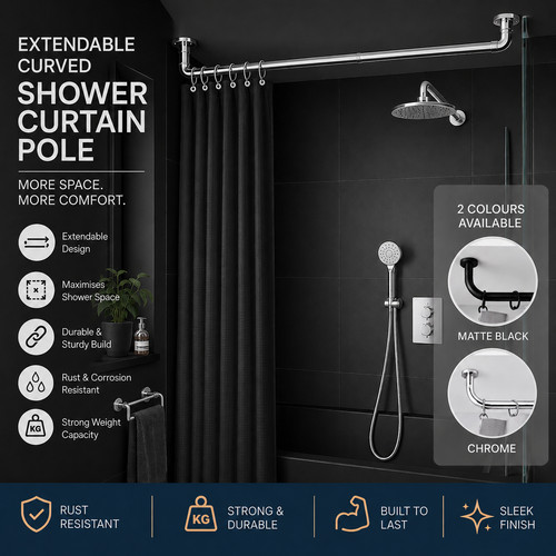 Extendable shower curtain pole - shower,