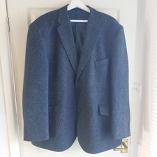 M&S Sartorial Blazer Mens UK 48M  Blue Check Moon Tweed Sports Jacket Hacking