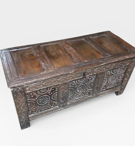 17th century oak coffer chest - century,