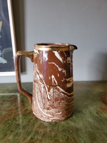 Antique marbled slipware jug - slipware,