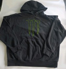 Y2k Monster Energy Drink Black Green Pullover Hoodie Sweatshirt L Rare
