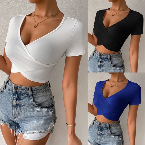 Womens neck sexy crop tops - crop,