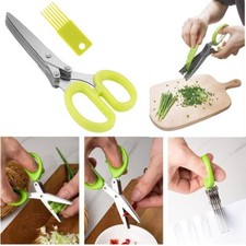 Herbs, Spices & Salad Slicer, 5 Layer Kitchen Scissor Cutter Shredders & Chopper