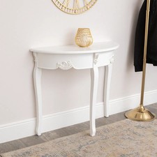 White Half Moon Console Table
