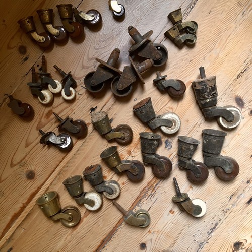 Antique brass casters - brass,