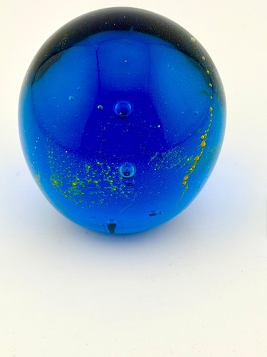 Mdina glass paperweight blue - mdina,