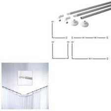 Chrome U & L Shape Shower Curtain Rail Corner Pole Bath 3 Way Rod Clean Bath