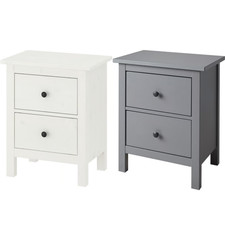 IKEA HEMNES Chest of 2 Drawers White Stain Solid Wood 54x66cm Bedroom Storage