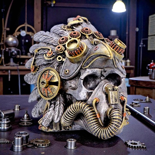 Steampunk indian skull - steampunk,