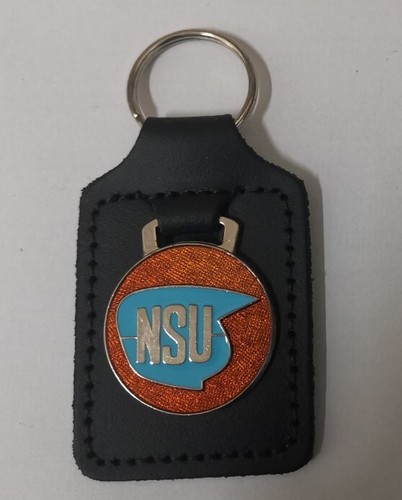 Nsu enamel and leather keyring - leather,