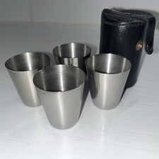 Vintage Set of Stainless Steel Stirrup / Hunting Cups with Leather Case.