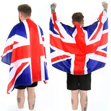 ADULTS WEARABLE UNION JACK FLAG CAPE VE DAY FANCY DRESS SPORT FESTIVAL LOT