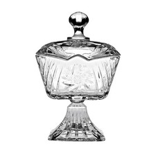 Sweet Jar Stella Crystalline Glass Clear With Lid Footed Candy Bowl Storage