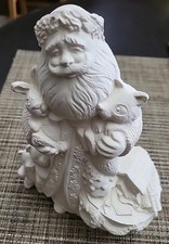 Unpainted Ceramic Bisque Vintage Gare Native American Indian Santa Figurine 90s