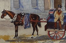 Original Watercolour, 'Horse & Cart - Dublin, c1880's, A Elliott