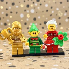 LEGO BAM X'mas 2025 - Set of 3 minifigures - Gold Santa Claus / Mrs Claus / Elf