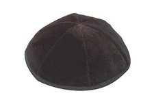 23 cm  Black flush Velvet 6 Parts Kipah Kippah Yarmulke With Bottom Rim