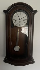 VINTAGE WOODEN MECHANICAL CHIMING WALL CLOCK MADE IN GERMANY GWO