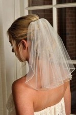 Beaded Wedding Veil Short