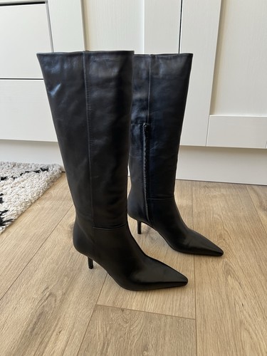Zara black leather knee high - black,