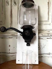 Coffee mill, Parker grinder, extra large glass wall-mounted, rare retro, 1917,