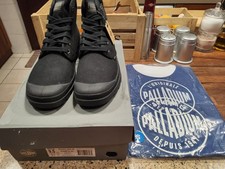 PALLADIUM PAMPA HIGH MENS BOOTS BLACK UK 8.5 + PALLADIUM T SHIRT BLUE SMALL