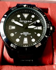 Rare Nivada Swiss Quartz  46mm XL case 10ATM Tritium Watch NS0020