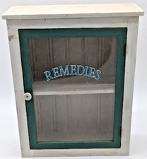 VTG Shabby Chic Wood Wall Mounted Medicine Cabinet Old Cupboard Beadboard