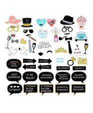 52 Pcs Wedding Photo Booth Props Party Fun Accessories With Wooden Sticks UK