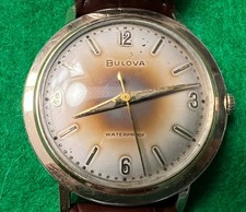 Vintage 1960 Bulova Sea King Watch With Tropical Sunburst Patina 10k Gold Filled