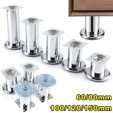 4 xFurniture Feet Metal Chrome Legs For Sofas Beds Chairs Stools Cabinet Glides