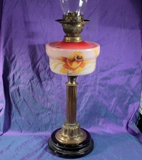 ANTIQUE big OIL LAMP ENAMELLED