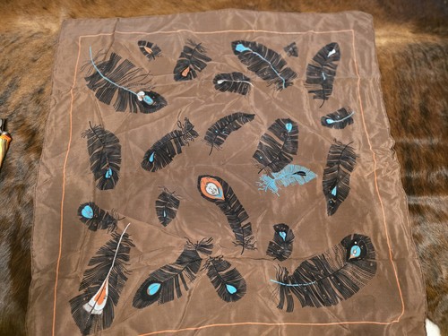 Feather print silk satin - print,