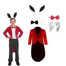  Kids WHITE RABBIT COSTUME Hare Fancy Dress Wonderland Book Week Bunny Outfit UK