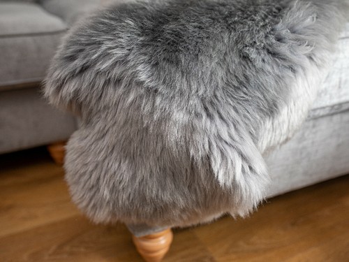 Grey sheepskin rug - sheepskin,
