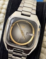 Vintage Seiko 5 Automatic 21 Jewels 7019-5090 Japan Grey Gold Dial Mens Watch