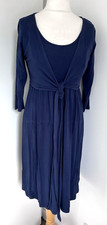 Jojo Maman Bebe Size Medium Nursing Feeding Maternity Tie Front Navy Dress 193