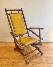 Victorian Rocking Chair Turned Beech Faux-bamboo Wood Faux Leather Unique Rare