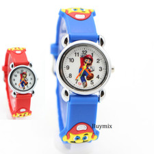 Children Super Mario Wrist Watch Soft Silicone Strap Boys Girls Gift Stocking 