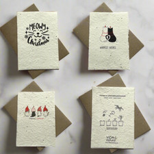 Seeded Paper Catnip Cat Greeting Plantable Christmas Cards for Cat Lovers